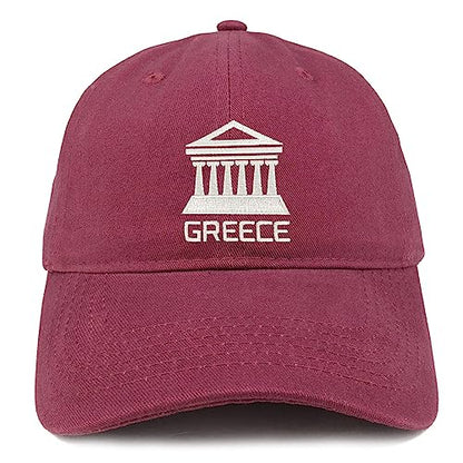 Trendy Apparel Shop Greece Embroidered Soft Crown 100% Brushed Cotton Cap - color: Maroon