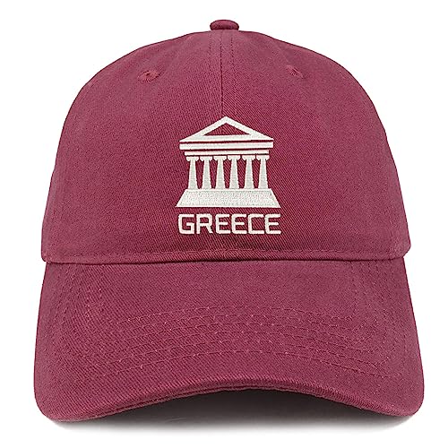 Trendy Apparel Shop Greece Embroidered Soft Crown 100% Brushed Cotton Cap - color: Maroon