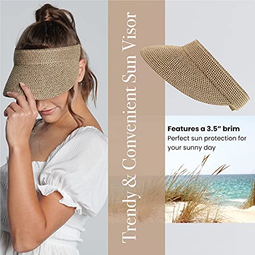 San Diego Hat Company Women's Mixed Braid Brim Visor with Velcro, Sun Hats for Women - color: Mixed Brown