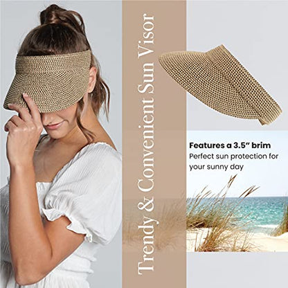 San Diego Hat Company Women's Mixed Braid Brim Visor with Velcro, Sun Hats for Women - color: Mixed Brown