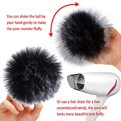 SIQUK 30 Pieces Faux Fur Pom Pom for Hats with Elastic Loop - color: Bright Color