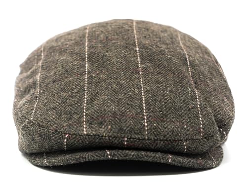 Men's Classic Patchwork Herringbone Checker Plaid Newsboy Ivy Hat Flat Cap - color: Brown Plaid, size: Large-X-Large