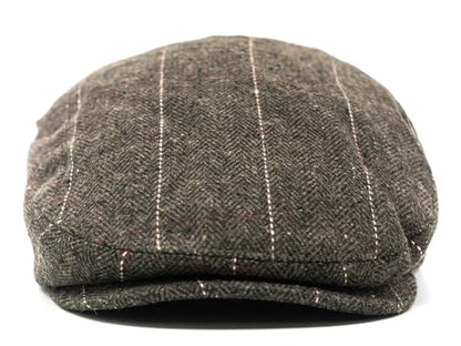 Men's Classic Patchwork Herringbone Checker Plaid Newsboy Ivy Hat Flat Cap - color: Brown Plaid, size: Large-X-Large