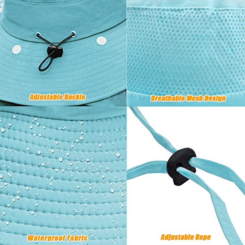 Fishing Hat for Men & Women, Sun Protection Hat with Face Cover & Neck Flap - color: Light Blue