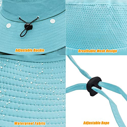 Fishing Hat for Men & Women, Sun Protection Hat with Face Cover & Neck Flap - color: Light Blue