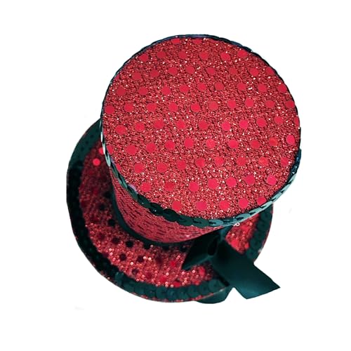 WLBON Halloween Mini Top Hat Headband 1920s Bow Sequins Hair Hoops Bands Fascinator Headpiece Hairband Women Christmas Holiday Festival Parade Cosplay Dress Up Birthday Tea Party Accessories Red - color: Red Tone