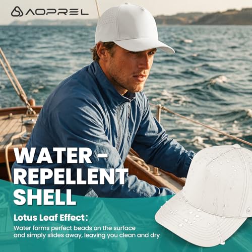 AOPREL 남성용 여성용 야구 모자 방수 빠른 건조 퍼포먼스 모자 S-L - color: 퓨어 화이트., size: 7-7 1/2