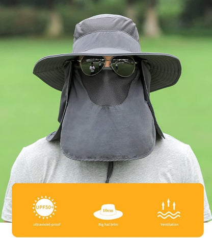 Sun Hat for Men Women Wide Brim Sun Protection Fishing Hat with Face Cover Neck Flap Outdoor UPF50+ Summer Outdoor - color: Sun Hat With Face Cover Neck Flap 08