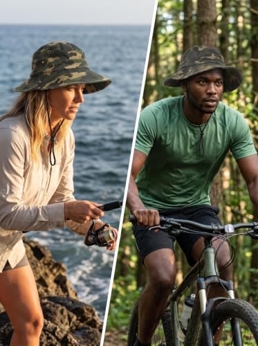 Camo Bucket Hat for Men Women, UPF 50+ Wide Brim Sun Protection - color: Yellow