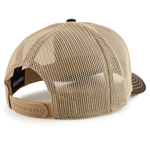 Armycrew California State Flag Patch 6 Panel Two Tone Mesh Back Trucker Cap - color: Brown Khaki
