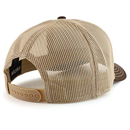 Armycrew California State Flag Patch 6 Panel Two Tone Mesh Back Trucker Cap - color: Brown Khaki