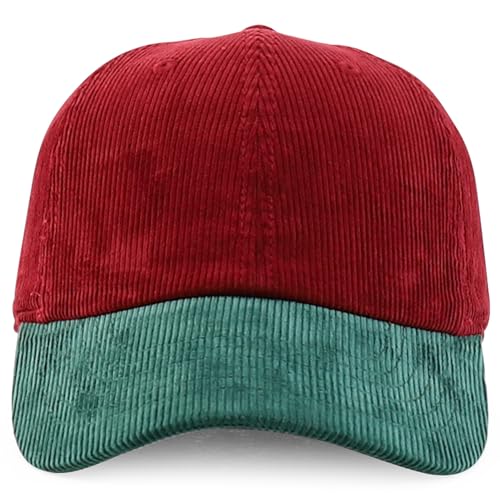 Trendy Apparel Shop Cotton Corduroy Unstructured Baseball Cap Dad Hat - color: Burgundy Green