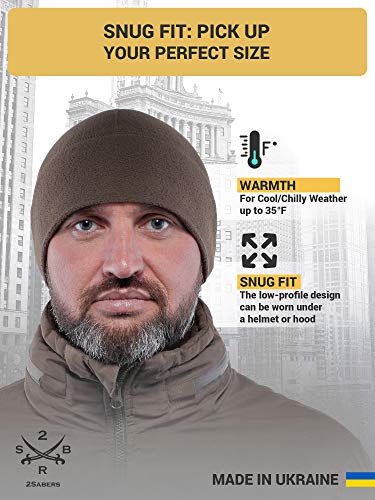 2SBR 2SABERS Warm Lightweight 170 Fleece Watch Cap - Men Women - Outdoor Skull Beanie Hat - color: Olive Green, size: Medium