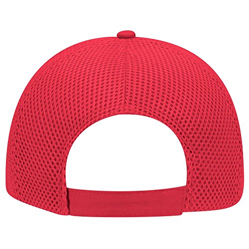 OTTO Cotton Twill w/Polyester 6 Panel Low Profile Air Mesh Baseball Cap - color: Red