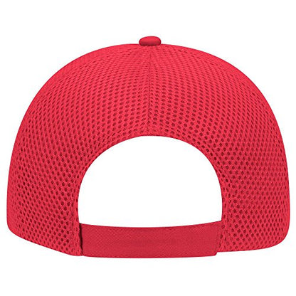 OTTO Cotton Twill w/Polyester 6 Panel Low Profile Air Mesh Baseball Cap - color: Red
