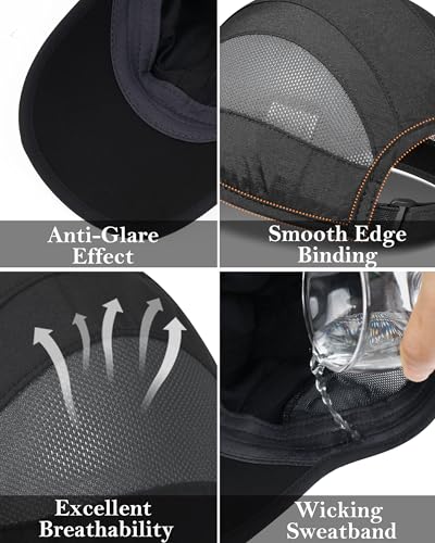 GADIEMKENSD Outdoor Running Hat Breathable Mesh 2PACK - color: Black, size: 6 7/8-7 1/4