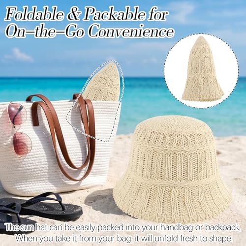 Breathable Cotton Bucket Hat Lightweight Packable Cloche Hat Sun Beach Cap - color: Beige