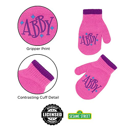 Sesame Street Girls' Winter Hat and Mittens Set, Abby Cadabby Beanie for Ages 2-4 - color: Dark Pink