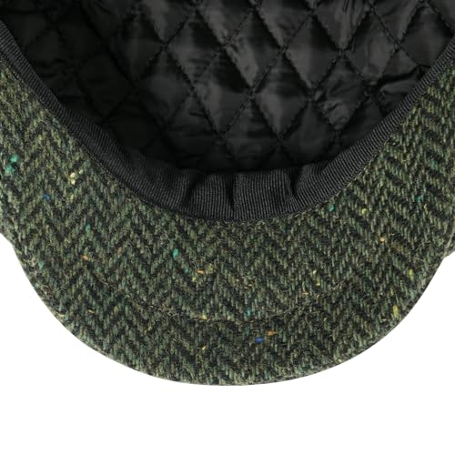 FEINION Men 8 Panel Herringbone Wool Newsboy Cap - color: Flecked Green, size: 7 1/8