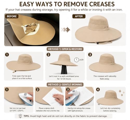 Leotruny Men Wide Brim Sun Hats UPF50+ Waterproof Breathable Bucket Hat - color: C04-light Grey