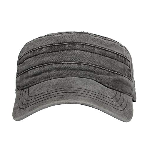 WITHMOONS Washed Cotton Cadet Cap Vintage Military Army Hat Mens Womens KZ40037 - color: Grey