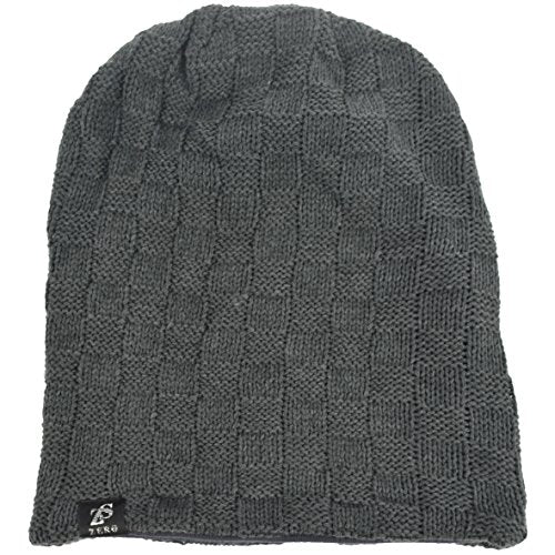 VECRY Men's Slouch Beanie Skull Cap Long Baggy Hip-Hop Winter Summer Hat - color: Checked-grey
