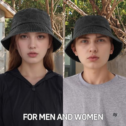 Everyday Bucket Hat – Unisex Lightweight Trendy Cotton Hot Summer Fun Outdoor Vacation Boonie for Men and Women Denim - color: Black