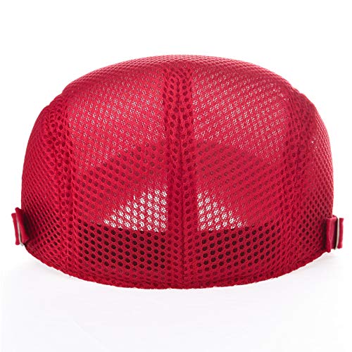 VOBOOM Men Mesh Newsboy Flat Cap Ivy Cabbie Newsboy Cap - color: Red