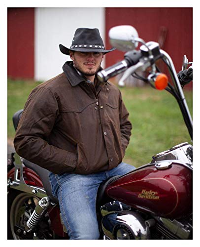 Outback Trading Company Men's 14716 Badlands UPF 50 Waterproof Breathable Western Cowboy Cotton Oilskin Hat - color: Black, size: Medium