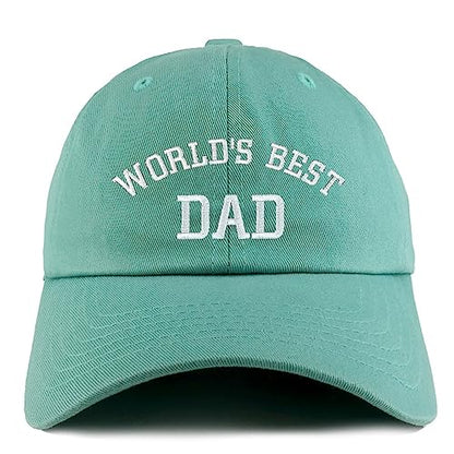 Trendy Apparel Shop World's Best Dad Embroidered Low Profile Soft Cotton Dad Hat Cap - color: Mint 2