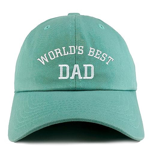 Trendy Apparel Shop World's Best Dad Embroidered Low Profile Soft Cotton Dad Hat Cap - color: Mint 2