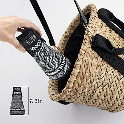 Women Sun Visors Foldable Straw Hats Summer Beach Packable Hat Floppy Wide Brim Cap Deep Style, Adjustable Size - color: Black Mix