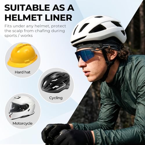 ROCKBROS Helmet Liner Skull Cap for Cycling Motorcycle Men Women Cooling - color: Black*2 & Grey