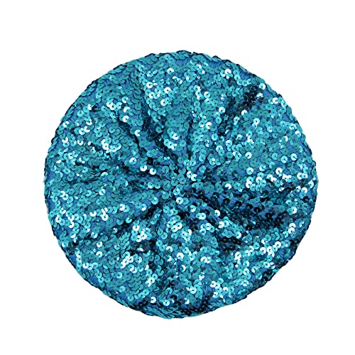 JUMISEE Sparkly Sequin Berets for Women Girls Fashion Beanie Hat Costume Accessories for Festival Party Dance - color: Light Blue