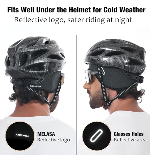 MELASA 2 Pack Winter Helmet Liner Skull Cap with Glasses Slots - color: Black & Dark Grey