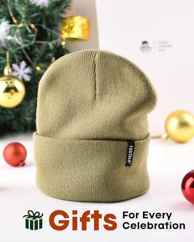 FURTALK Beanie Hat for Men Women Winter Hats for Women Men Soft Warm Unisex Cuffed Beanie Knitted Skull Cap - color: Ae-olive