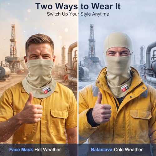 Fullsheild FR Balaclava CAT2 7oz Flame-Retardant Cotton Face Mask, NFPA2112 - color: Khaki