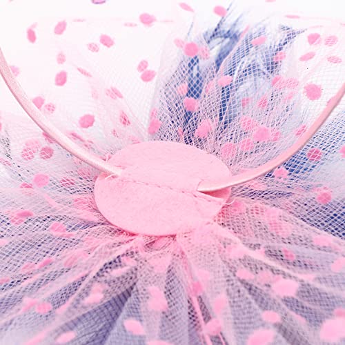 AQOKKA Women Fascinators Hats Flower Fascinators with Headband and Clip Tea Party Headwear for Women and Girls - color: 1 Pc 7" Diameter / Pink White