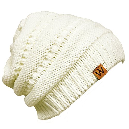 allydrew Winter Thick Knit Beanie Slouchy Beanie for Men & Women - color: Cream
