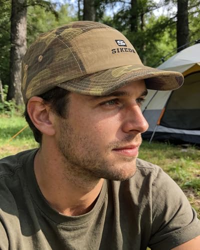 CLAPE Short Brim Cap for Men, Camouflage Quick Dry 5 Panel Running Hat - color: Bssd2577-brown