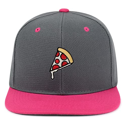JPAK Pizza Hip-Hop Snapback Hat Embroidered Baseball Cap Foodie - color: 33. Dark Grey/Pink