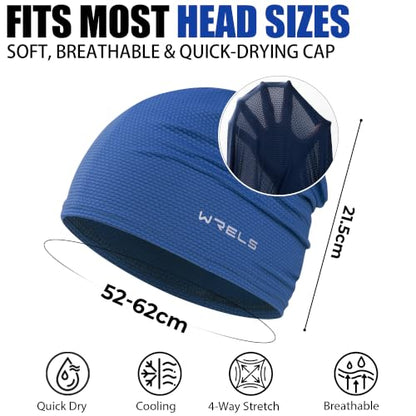 Cooling Skull Cap 3 Packs Sweat Wicking Beanie Breathable for Men Women - color: Black+ Grey+light Blue
