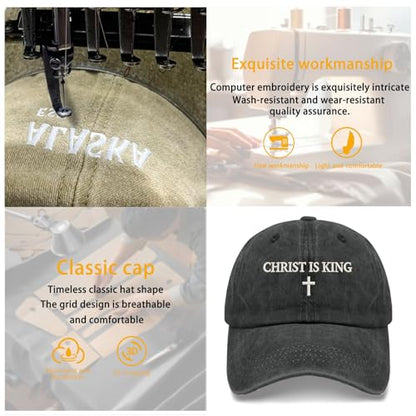 Man of God Husband Dad Embroidered Hat Camping Caps for Women - color: Christ is King Christian Cross Religious Jesus 12