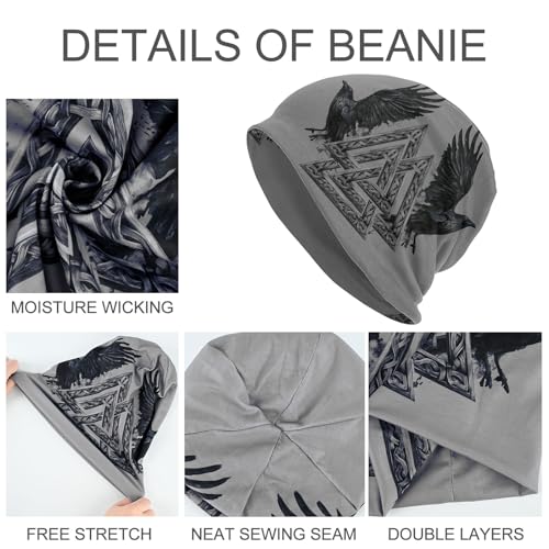 Slouchy Beanie Hat Skull Cap Chemo Headwear Baggy Hats for Men Women Running Cycling - color: Gothic Bird