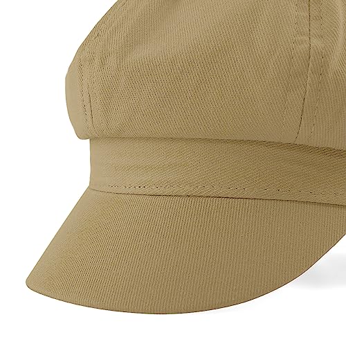 Newsboy Cabbie Baker boy hat Beret Cap for Women Pageboy Visor Paperboy Hat Sailor Fiddler Hat Adjustable - color: Khaki