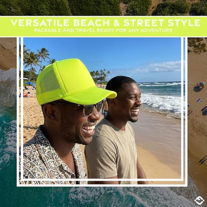 Funky Junque Blank Mesh Foam Lightweight Snapback Trucker Hat - color: 3 Pack - Neon Yellow (All)