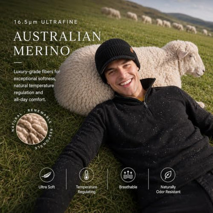 TOP-EX 80% Merino Wool Waterproof Winter Beanie Hat Men Big Heads - color: Navy, size: X-Large-XX-Large