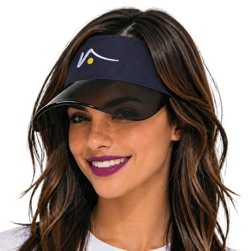 VISTO Transparent Brim Visor – Obstruction Free Visibility - UV Sun Protection – Perfect for Golf, Pickleball, and Tennis - color: Navy Blue