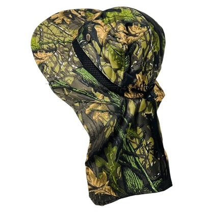 Packable and Adjustable Mesh Boonie Sun Hat with Neck Flap - color: Green Hardwoods Camo