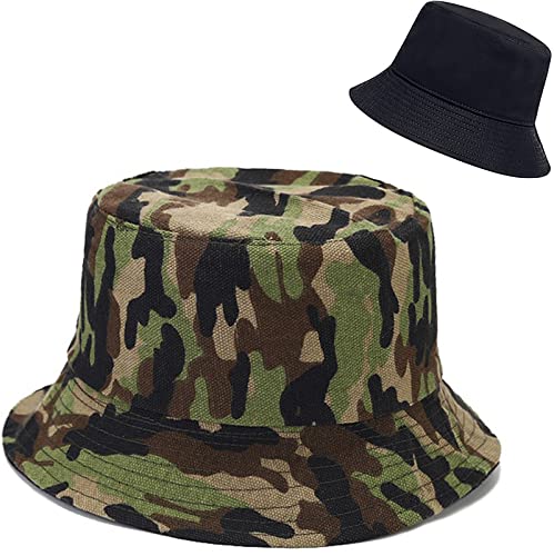 XYIYI Cute Bucket Hat Beach Fisherman Hats for Women, Reversible Double-Side-Wear - color: Camo-a